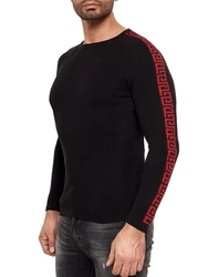 RedBridge Strickpullover mit Rundhalsausschnitt Schwarz/Rot