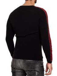 RedBridge Strickpullover mit Rundhalsausschnitt Schwarz/Rot