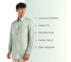 Kut For You Langarmhemd Herrenhemd Slim Fit Hellgrün/Grün/Khaki/Türkis