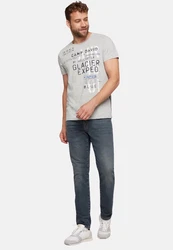 CAMP DAVID T-Shirt HELI FLIGHT Kurzarmshirt Grau/Blau