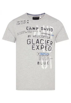 CAMP DAVID T-Shirt HELI FLIGHT Kurzarmshirt Grau/Blau