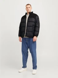 Jack & Jones Steppjacke JJMOON STAND COLLAR PUFFER (PLS) basaltgrau/schwarz