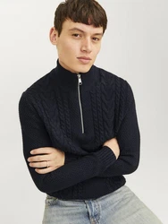 Jack & Jones Troyer JJCRAIG KNIT HALF ZIP Dunkelblau/Blau/Hellblau