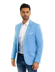 Denim Distriqt Jerseysakko Sportlich Jersey Sakko mit Stretch Blau