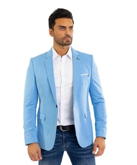 Denim Distriqt Jerseysakko Sportlich Jersey Sakko mit Stretch Blau