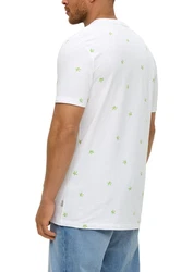 s.Oliver Kurzarmshirt mit All-over-Print und Crew Neck Artwork Gelb/Weiß/Grün/Blau