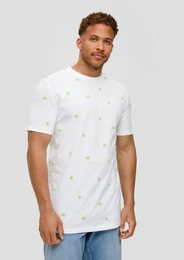 Kurzarmshirt Baumwollshirt mit All-over-Print und Crew Neck Artwork