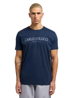 CARLO COLUCCI T-Shirt di Comun Grau/Dunkelblau/Blau/Hellblau