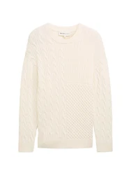 TOM TAILOR Denim Strickpullover Relaxed Pullover Weiß/Creme/Beige