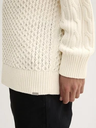 TOM TAILOR Denim Strickpullover Relaxed Pullover Weiß/Creme/Beige