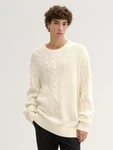 TOM TAILOR Denim Strickpullover Relaxed Pullover Weiß/Creme/Beige