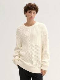 Strickpullover Relaxed Pullover mit Zopfmuster