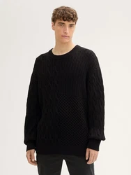 TOM TAILOR Denim Strickpullover Relaxed Pullover Schwarz