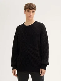 Strickpullover Relaxed Pullover mit Zopfmuster
