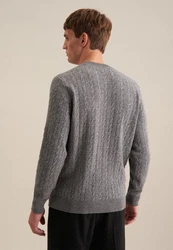 seidensticker Strickpullover Regular Langarm Rundhals Dunkelgrau/Grau/Hellgrau