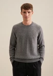 seidensticker Strickpullover Regular Langarm Rundhals Dunkelgrau/Grau/Hellgrau