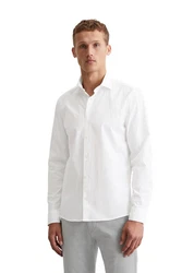 Marc O'Polo Langarmhemd aus Stretch-Popeline Weiß/Creme/Braun