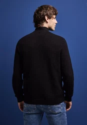 STREET ONE MEN Stehkragenpullover Schwarz