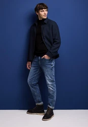 STREET ONE MEN Stehkragenpullover Schwarz