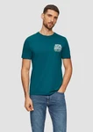 s.Oliver Kurzarmshirt T-Shirt mit Crew Neck und Frontprint Artwork Türkis/Grün/Dunkelgrün/Blau
