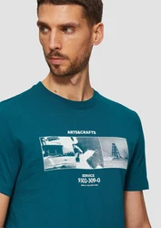 s.Oliver Kurzarmshirt T-Shirt mit Crew Neck und Frontprint Artwork Türkis/Blau/Grün