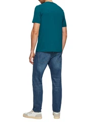 s.Oliver Kurzarmshirt T-Shirt mit Crew Neck und Frontprint Artwork Türkis/Blau/Grün