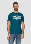 s.Oliver Kurzarmshirt T-Shirt mit Crew Neck und Frontprint Artwork Türkis/Blau/Grün