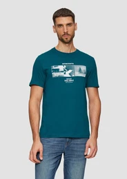 Kurzarmshirt T-Shirt mit Crew Neck und Frontprint Artwork