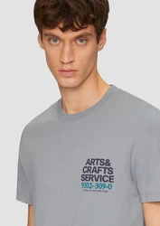 s.Oliver Kurzarmshirt T-Shirt mit Crew Neck und Frontprint Artwork Grau/Blau/Hellgrau