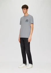 s.Oliver Kurzarmshirt T-Shirt mit Crew Neck und Frontprint Artwork Grau/Blau/Hellgrau