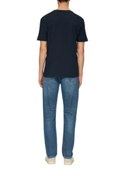 s.Oliver Kurzarmshirt T-Shirt mit Crew Neck und Frontprint Artwork Dunkelblau/Schwarz/Hellblau