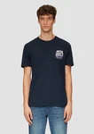 s.Oliver Kurzarmshirt T-Shirt mit Crew Neck und Frontprint Artwork Dunkelblau