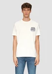 s.Oliver Kurzarmshirt T-Shirt mit Crew Neck und Frontprint Artwork Weiß/Creme