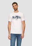 s.Oliver Kurzarmshirt T-Shirt mit Crew Neck und Frontprint Artwork Weiß/Creme