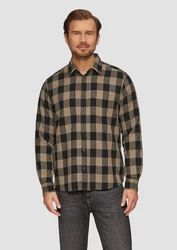 s.Oliver Langarmhemd Regular Fit Braun/Khaki