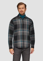 s.Oliver Langarmhemd Regular Fit Dunkelgrün/Mischfarben/Blau