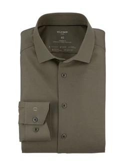 OLYMP Businesshemd Luxor 24/Seven modern fit Comfort Stretch Dunkelgrün/Khaki/Grau