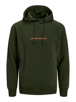 JACK & JONES Sweatshirt JJTree oliv / orange JACK & JONES Sweatshirt JJTree oliv / orange