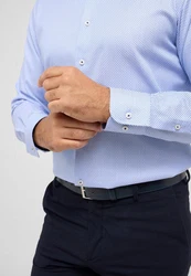 Eterna Langarmhemd MODERN FIT NON IRON Hellblau/Dunkelblau