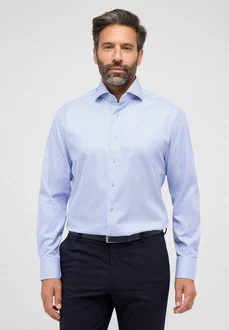Eterna Langarmhemd MODERN FIT NON IRON Hellblau/Dunkelblau