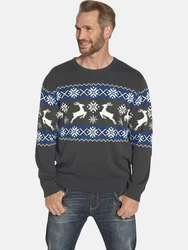 Jan Vanderstorm Strickpullover TORE Dunkelblau/Grau/Dunkelgrau