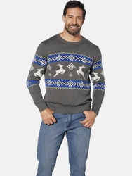 Jan Vanderstorm Strickpullover TORE Dunkelblau/Grau/Dunkelgrau