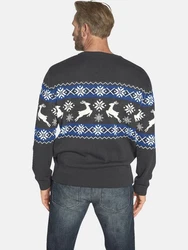 Jan Vanderstorm Strickpullover TORE Dunkelblau/Grau/Dunkelgrau