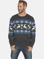 Jan Vanderstorm Strickpullover TORE Dunkelblau/Grau/Dunkelgrau