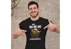 MoonWorks Print-Shirt Herren T-Shirt Weihnachten Baby-Yoda Fun-Shirt Spruch Grau/Gelb/Blau