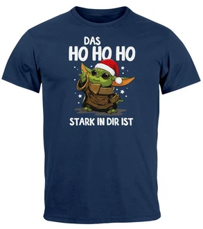 MoonWorks Print-Shirt Herren T-Shirt Weihnachten Baby-Yoda Fun-Shirt Spruch