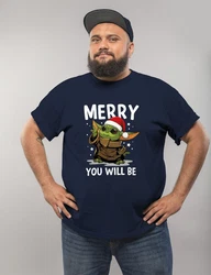 MoonWorks Print-Shirt Herren T-Shirt Weihnachten Baby-Yoda Fun-Shirt Spruch lustig Merry 