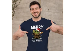 MoonWorks Print-Shirt Herren T-Shirt Weihnachten Baby-Yoda Fun-Shirt Spruch lustig Merry 