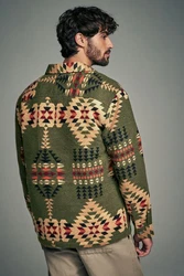 Next Hemdjacke im Navajo-Stil mit Borgfutter Dunkelgrün/Grün/Beige/Creme