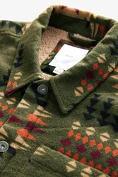 Next Hemdjacke im Navajo-Stil mit Borgfutter Dunkelgrün/Grün/Beige/Creme